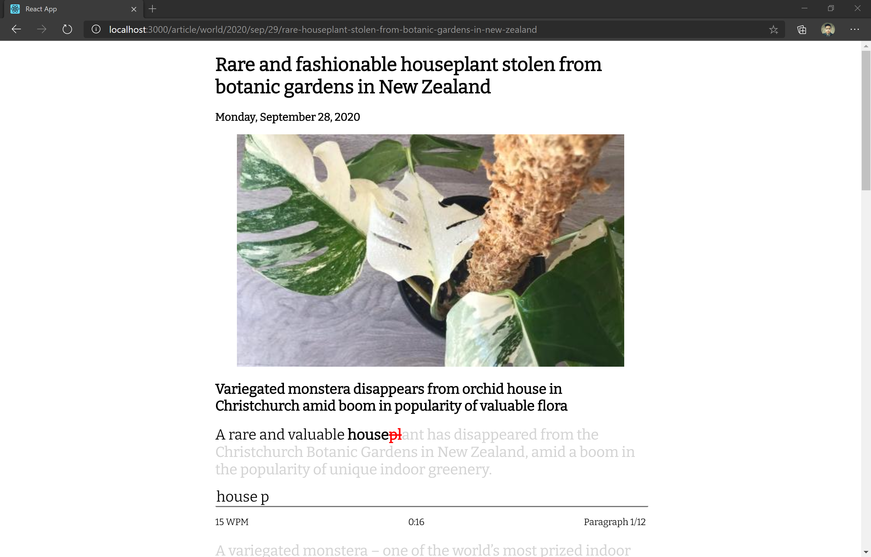 NewsTyper Article Typing